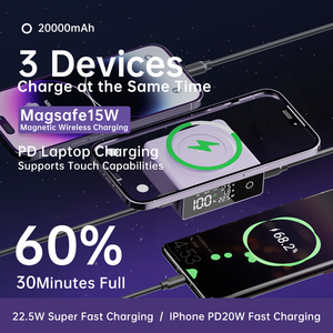 20000mAh banco de energía magnético inalámbrico PD Cbarging 22,5 batería inalámbrica trasera Fas para Laptop <span class=keywords><strong>MacBook</strong></span> <span class=keywords><strong>Pro</strong></span>, Air y iPhone - Product Image 3