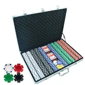 Promotion 1000 jeu de jetons de Poker avec jeu de Poker argenté dans un boîtier en aluminium