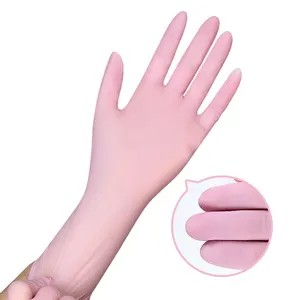 12 inç renkli nitril eldiven tek kullanımlık tozsuz tıbbi muayene eldiven toptan pembe nitril eldiven