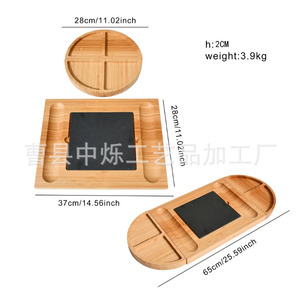 Planche à fromage en bambou Zhongshuo double face avec insert en pierre pour la maison et les fêtes - Product Image 3