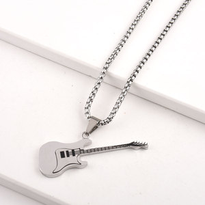 Haute Qualité Étanche En Acier Inoxydable Guitare Pendentif Hip-Hop Bijoux Street Style Électronique Musical Charme Collier Pour Hommes - Product Image 4