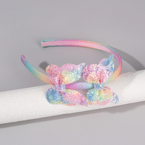 Diadema de mariposa con purpurina brillante de <span class=keywords><strong>princesa</strong></span> CN, diadema con degradado de arcoíris para niñas, diadema con corona de mariposa con purpurina gruesa - Product Image 4