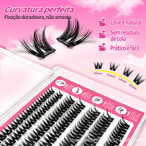<span class=keywords><strong>Cils</strong></span> <span class=keywords><strong>individuels</strong></span> segmentés sans colle, 7 rangées, thermocollés, style naturel, fins et allongés, pour le coin extérieur, style occidental - Product Image 3