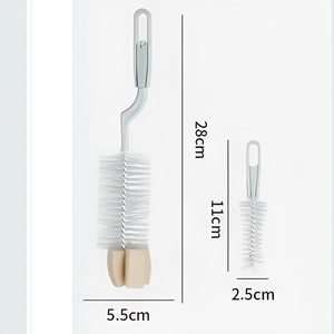 Juego de cepillos de limpieza diaria para madre y bebé, incluye cepillos de esponja de material PP para tetinas, vasos y biberones - Product Image 2