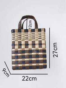 2025 sac en matériau naturel tissé à la main avec fermeture ouverte motif à carreaux de bloc de couleurs pour le streetwear quotidien ou les vacances - Product Image 6