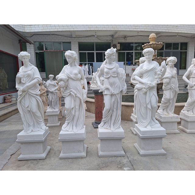 Life Size Statue White Stone Marble Lady Sculpture Marble Four Season Statue