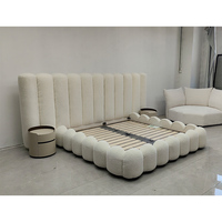 Cadre de lit réglable de luxe moderne européen, taille Queen et King, revêtement en tissu, mobilier de chambre écologique