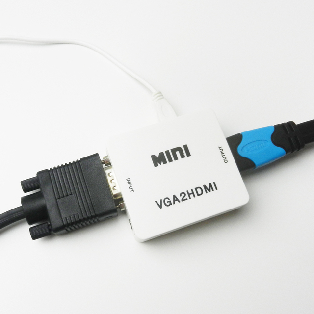 Mini 1080P VGA to HDMI Converter Box ABS Video Audio AV Adapter for PC Laptop DVD to HDTV Home & TV Use