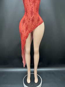 Novance Y3691-E Herfst Dameskleding 2024 Rode Strass Mesh Nachtclubjurk Vrouwelijke Formele Vestido Luxe Jurken voor Feest - Product Image 3