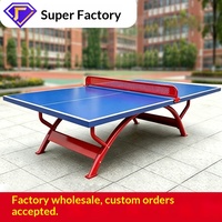 Table de Tennis de Table Professionnelle en Gros pour Usine, Bord Large, Nouvelle Norme Nationale, Adaptée à l'Utilisation en Extérieur, Construction en Résine SMC, 760mm