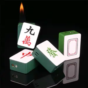 Mahjong de forma criativa, isqueiro inflável de gás de chama brilhante de dragão vermelho e verde