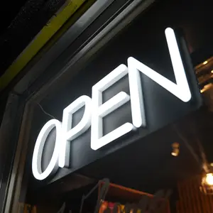 Fabrika doğrudan çapraz özel logolar dükkanı mağaza için Led açık Neon burcu Mall Bar beyaz DC 12V 24V CE akrilik Neon ışıkları 80 IP65 100