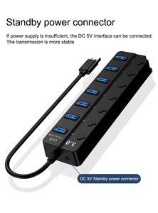 อะแดปเตอร์3.0ฮับข้อมูล7พอร์ต USB ความเร็วสูงพร้อมสวิตช์เปิด/ปิดสำหรับคอมพิวเตอร์แล็ปท็อปแท็บเล็ตอุปกรณ์เสริม - Product Image 4