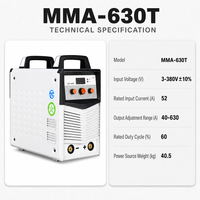 Poste à souder MMA industriel 400T 500T 630T à double module IGBT, onduleur DC pour soudage à l'arc, protection VRD pour la soudure des métaux