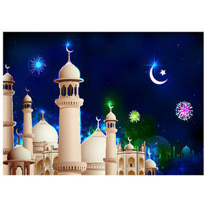 7 x5ft Eid Mubarak Hintergrund Muslim Arabian Nacht Hintergrund Laterne Monds tern Schloss Dekoration Party Banner Photo Booth Requisiten - Product Image 2