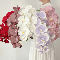 Tiges d'orchidées en soie réalistes de grande taille de 90 cm, cymbidium, fleurs rouges foncées, violettes, blanches, artificielles modernes, toucher réel