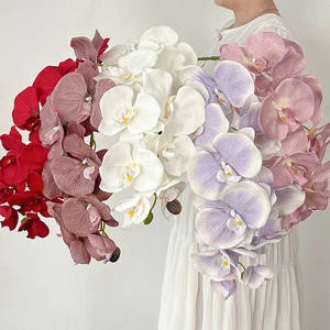 Tiges d'orchidées en soie réalistes de grande taille de 90 cm, <span class=keywords><strong>cymbidium</strong></span>, fleurs rouges foncées, violettes, blanches, artificielles modernes, toucher réel - Product Image 2