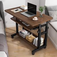 Grand bureau d'ordinateur de chevet avec roulettes, table amovible et étagère de rangement inférieure