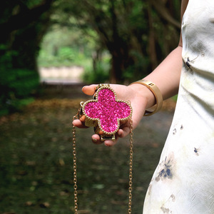 Mini Portamonete a Forma di Quadrifoglio, <span class=keywords><strong>Pochette</strong></span> da Sera di Alta Moda con Strass Brillanti, Nuova Borsa da <span class=keywords><strong>Donna</strong></span> Scintillante - Product Image 2