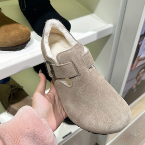 Custom Logo Boston Slippers Women Big Size Wooden Mule <b>Clogs</b> Comfortable Cork Soft Genuine Leather EVA Flat All Seasons Rubber - Product Image 2