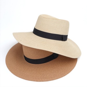 Boater <b>Straw</b> <b>Hat</b> Natural Grass Wide Brim Unisex Beach Sun Protection <b>Hat</b> Adult Summer Outdoor Wear - Product Image 2