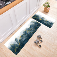 Tapis de cuisine tissé style marbre à texture abstraite, absorbe l'eau et l'huile, antidérapant, lavable en machine