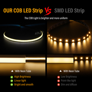Bande lumineuse LED COB blanc 6500K Dimmable 16.4FT/5M 504LED flexible et lumières avec câble 5M 24v 12v pour placard de cuisine - Product Image 6