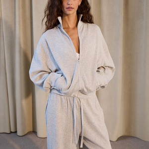 Veste en tissu gaufré à col vertical à <span class=keywords><strong>imprimé</strong></span> léopard vintage pour l'automne et l'hiver, <span class=keywords><strong>pantalon</strong></span> de sport simple à taille basse pour femmes, fin - Product Image 1