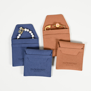 PACKSECRET OEM Service Custom Jewelry <b>Gift</b> Microfiber Pouches PortableJewelry Velvet Pouch with Semi Flap Design - Product Image 1