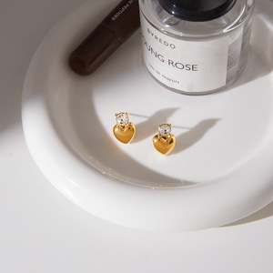 Pendientes de Botón con Forma de Corazón Hinchado Vintage, de Acero Inoxidable de Calidad, Chapados en Oro de 18k, Resistentes al Agua, Regalo de San Valentín para Novia - Product Image 3