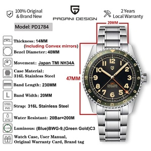 PAGANI DESIGN 1784 2024 NOUVEAU NH34 Montre automatique mécanique sport pour homme en acier inoxydable GMT Marque haut de gamme Saphir Reloj Hombre - Product Image 2