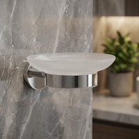 Support mural moderne et portable pour savon Metalique 50015-CR, chromé, en alliage de zinc et verre, pour hôtel, salle de sport, salle de bain et cuisine