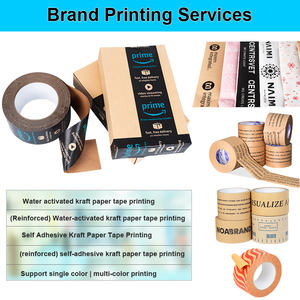 UJANG Custom <strong>Logo</strong> Printed Eco Friendly Biodegradable Water Activated Gum Brown Self Adhesive Kraft Paper <strong>Tape</strong> - Product Image 2