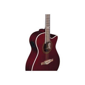 Guitares acoustiques EKO GUITARS - NXT A100ce See Through Red, table en épicéa, dos et côtés en acajou, manche en acajou, touche en roupana. - Product Image 3