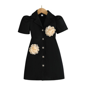 <span class=keywords><strong>Robe</strong></span> de Fille Élégante Style Coréen à Col et Blocs de Couleurs, Manches Courtes, Kaki, pour Anniversaire, Grande Fille de 12 Ans - Product Image 5