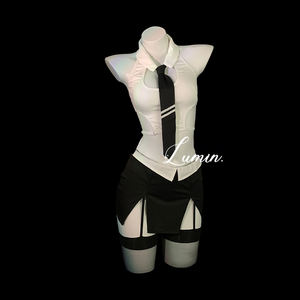 Uniforme de secrétaire sexy, lingerie sexy, robe à nouer à la taille, jupe taille haute - Product Image 2