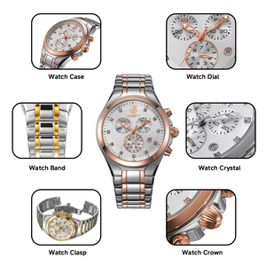 นาฬิกาข้อมือผู้ชายสแตนเลสสตีลหรูหราใหม่ แสดงวันและวันที่ กันน้ำ 10ATM เรืองแสง ควอตซ์ - Product Image 2