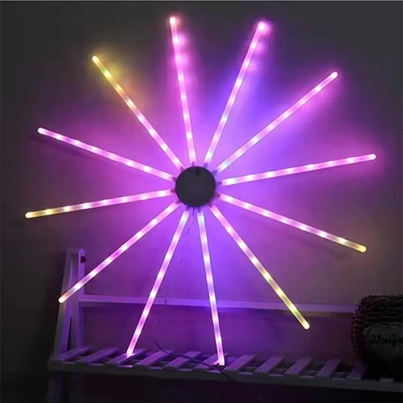 RGB LED Firework Lights Windmill Lamp Xmas Tree Decoration Meteor Shower Effect 8 Functions Christmas Festive Party Decoration