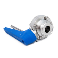 Vanne papillon manuelle en acier inoxydable de qualité alimentaire 304/316L de 1,5 pouce avec raccord Tri-Clamp et déclencheur à pression en plastique