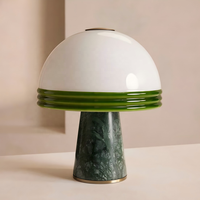 Lampe de table moderne en verre blanc et vert avec base en marbre vert pour villa, hôtel, chambre à coucher, lampe de table d'intérieur