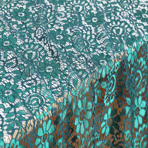 Wholesale Price Lightweight Knitted Green Floral Lace Nylon Polyester <strong>Fabric</strong> For Apparel Dress Use - Product Image 4