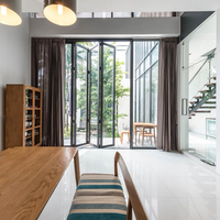 Puertas Plegables de Aluminio de Alta Calidad para Exteriores, Puertas Corredizas Plegables, Puertas Impermeables Tipo Acordeón para Cafetería, Tienda, Apartamento