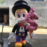Sculpture de gentleman de dessin animé personnalisée en résine FRP, statue décorative pop art pour galerie d'art, espace tendance, ornement de maison