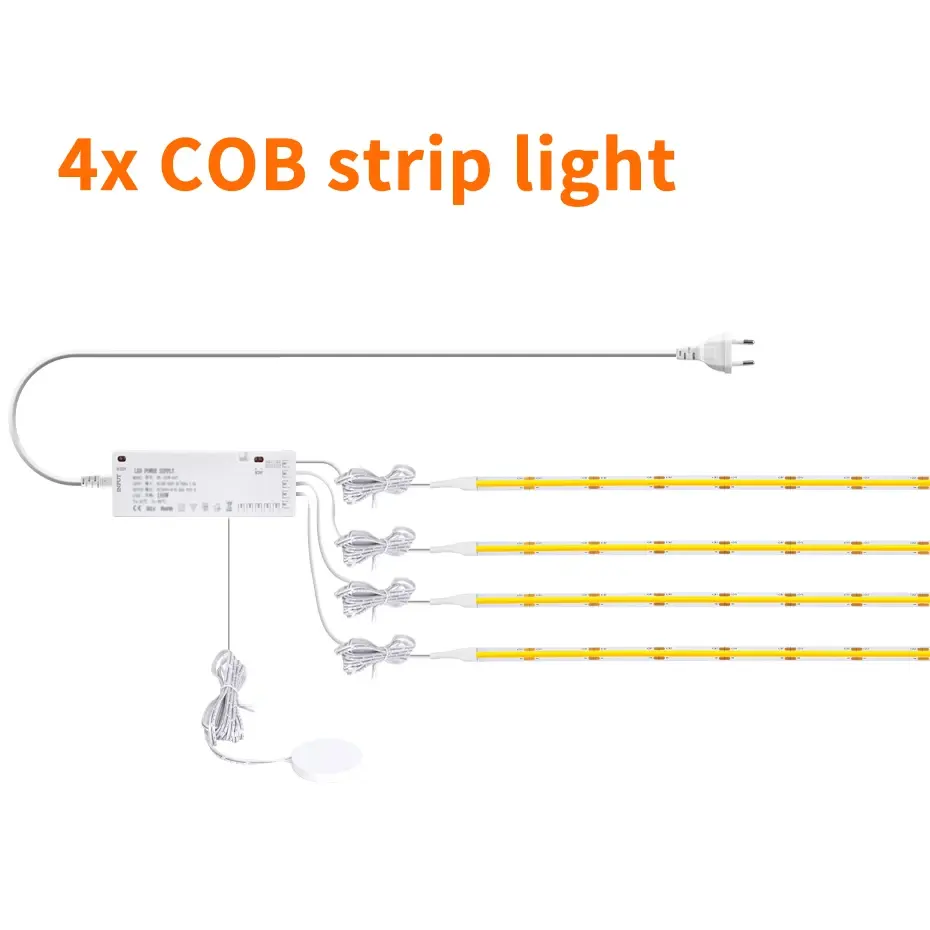 5M 3000K COB *4PCS+Switch+Power supply