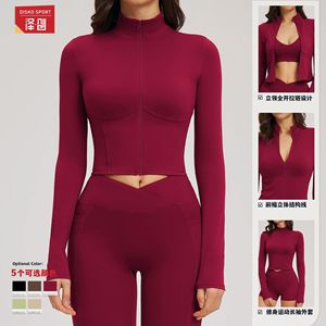 Disko Sport Chaqueta de yoga ajustada de manga larga para mujer, diseño de cremallera con cuello alto, top deportivo EWT2539 - Product Image 1