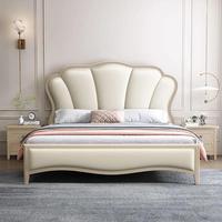 Lit double de 1,8 mètre en bois massif de style américain, mobilier de chambre principale de luxe, moderne, européen, style princesse, avec dossier souple