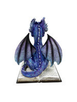 Vente en gros mini figurines de dragon en résine dragon bleu avec livre statue de dragon décoration de la maison