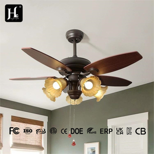 Ventilador de techo de estilo clásico con control remoto reversible para dormitorio y sala de estar, con luz LED, silencioso, de 6 velocidades. - Product Image 3