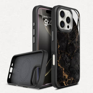 Coque personnalisée antichoc en <span class=keywords><strong>verre</strong></span> <span class=keywords><strong>trempé</strong></span> anti-jaune, <span class=keywords><strong>motif</strong></span> marbre noir, coque de téléphone magnétique pour iPhone 16 Pro Max - Product Image 6