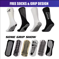 Chaussettes à poignée avec logo personnalisé de haute qualité Chaussettes athlétiques professionnelles mi-mollet Crew Football Sport Soccer Chaussettes antidérapantes